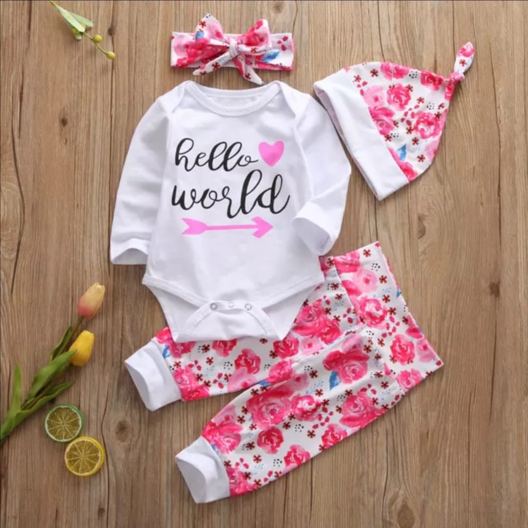 Hello world 2024 newborn outfit girl