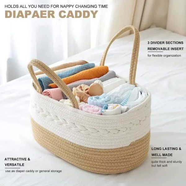 Diaper caddy Brown and white